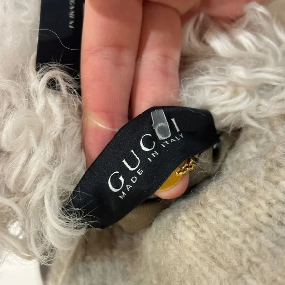 Gucci Beige Cropped Leather Jacket With Fur Collar Leather/Shearling - Picture 4 of 4